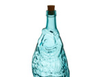 Bouteille carafe verre poisson turquoise 12x33cm