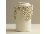 Vase Guirlande Fleurs Céramique Blanche 17x17x25cm