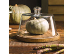Plateau rond et cloche verre 16x22cm