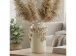 Vase Guirlande Fleurs Céramique Blanche 17x17x25cm