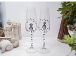 Flutes à champagne en cristal peintes à la main sur le thème des chats