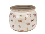 Pot de fleurs intérieur beige à papillons 20x15cm