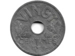 FRANCE 20 CENTIMES TYPE VINGT 1941 coin bouché TTB+