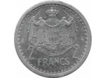 MONACO 2 FRANCS ND (1943) ALUMINIUM TTB+ taches