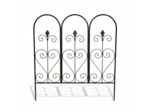 Barrière de Jardin Basse Volutes et Arches en Fer Patiné Marron 70x78cm