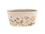 Pot de fleurs ovale beige rose céramique 27x13x14cm