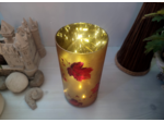 Jolie lampe peinte aux couleurs chaudes de l'automne, originale, signée et numéroté, une guirlande de feuilles d'automne sillonnent la paroi