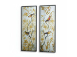 Ensemble 2 Miroirs Décoratifs Oiseaux Nature en Verre 44x4x120cm
