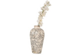 Vase céramique beige gris 17x17x30cm