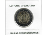 LETTONIE 2021 2 EURO COMMEMORATIVE 100 ANS RECONNAISSANCE SUP-