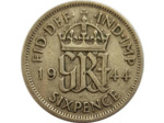 GRANDE BRETAGNE 6 PENCE 1944 GEORGES VI TTB