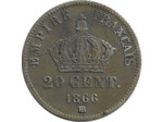 FRANCE 20 CENTIMES NAPOLEON III 1866 BB TB+