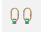 Boucles d'oreilles Mikado, dorées et cabochon vert