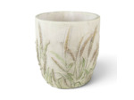Pot de fleurs pierre tiges de blé beige vert 16x17cm