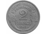 FRANCE 2 FRANCS MORLON ALU 1945 B TB