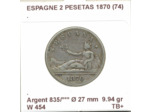 Espagne ( SPAIN ) 2 PESETAS 1870 (74 ) TB+