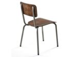 Chaise ALEX structure acier verni transparent, assise et dossier bois effet vintage