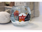 Photophore en verre craquelé peint à la main sur le thème de Noël - Peuvent être vendus par lot de deux