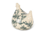 Poulet décoratif céramique beige vert 12x11x13cm