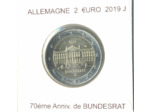 ALLEMAGNE 2019 J 2 EURO COMMEMORATIVE 70 eme ANNIVERSAIRE DE BUNDESRAT SUP
