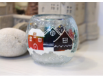 Photophore en verre craquelé peint à la main sur le thème de Noël - Peuvent être vendus par lot de deux