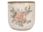 Pot de fleurs céramique roses anciennes 20x19cm