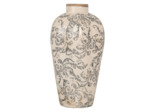 Vase céramique beige gris 17x17x30cm
