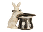 Statuette lapin résine beige noir 20x13x19cm