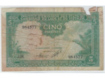 INDOCHINE FRANCAISE 5 PIASTRES NON DATE (1953) SERIE J.28 B+