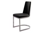 Chaise simili cuir CARMEN noir, structure chrome