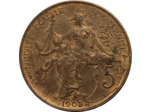 FRANCE 5 CENTIMES DUPUIS 1908 SUP- (G165)
