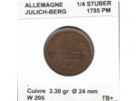 Allemagne 1/4 STUBER JULICH BERG 1785 PM TB+