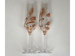 Lot de deux flutes à champagne peintes à la main et personnalisables au coloris doré décorées de feuillages pour fêter ses noces de froment