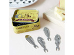 Set de 6 Pics apéritif en forme d'arête de poisson dans une boîte à sardines
