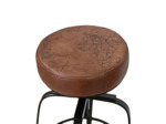 Tabouret cuir rond marron noir 41x41x70cm