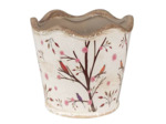 Pot de fleurs céramique branches beige marron 16x15cm