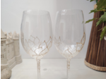 Duo de verres givrés pour la saint valentin en cristal de bohème décorés de jolies feuilles ciselées