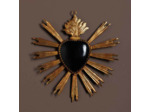 Suspension Ex-voto coeur noir 20x2x20cm