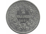 FRANCE 2 FRANCS CERES 1881 A (Paris) SUP-