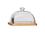 Cloche sur plateau bois verre 17x23x23cm