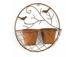 Jardinière Murale Circulaire en Métal Rouille 33x13x33cm