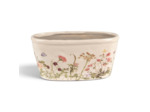Pot de fleurs ovale beige rose céramique 27x13x14cm