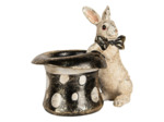 Statuette lapin résine beige noir 20x13x19cm