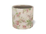 Pot de Fleurs céramique beige rose fleurs 17x16cm