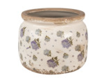 Pot de fleurs intérieur céramique beige bleu 15x20x20cm