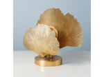 Lampe à Poser décorative 2 Feuilles Ginkgo Fer doré 15x32x33cm