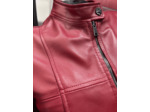 BLS4244 Blouson femme col motard cuir rouge