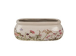 Pot de fleurs ovale beige céramique 18x8x7cm