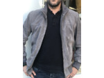 Blouson homme teddy cuir gris