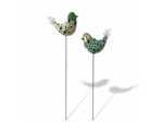 Ensemble 2 tuteurs oiseaux vert d'eau 25x9x110cm